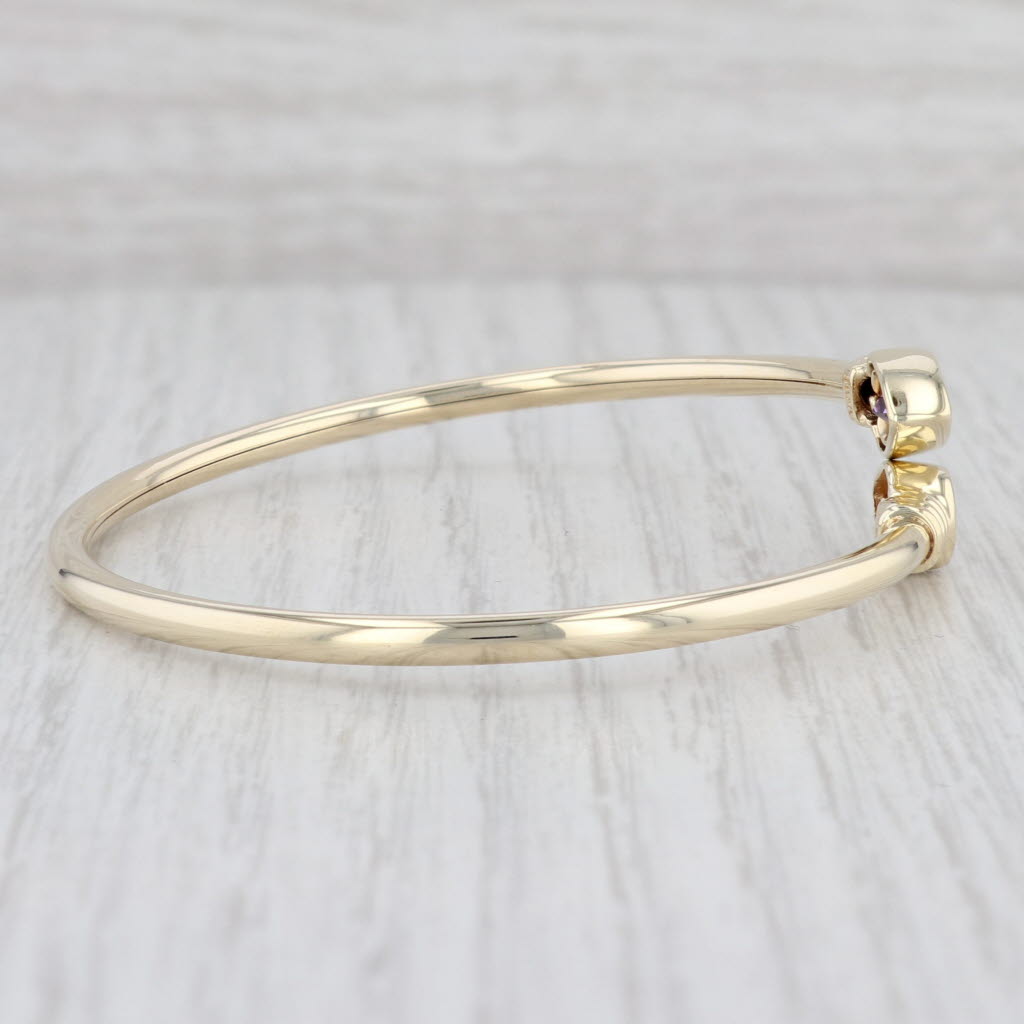 Light Gray 1.10ctw Pear Amethyst Bypass Bangle Bracelet 14k Yellow Gold 6.75"