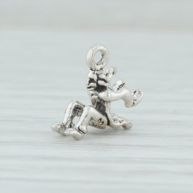 Light Gray 12 Days of Christmas Leaping Lord Charm Sterling Silver 3D Figural Holiday