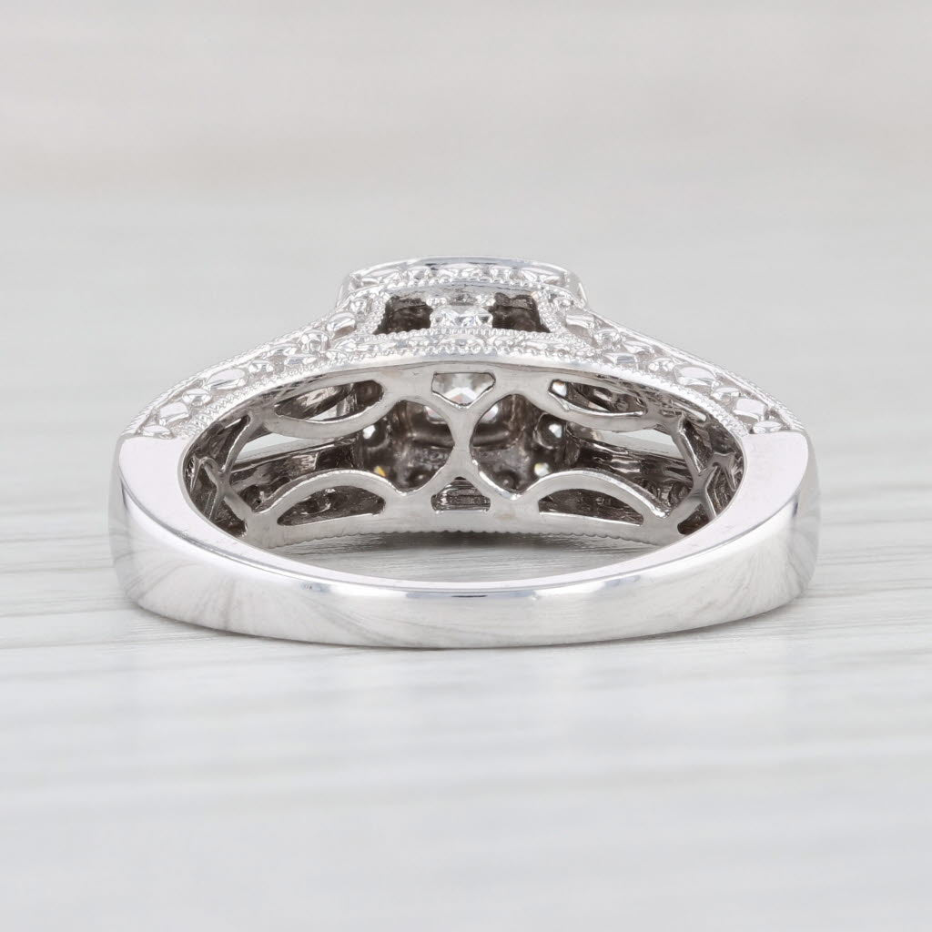 Light Gray 0.92ctw Princess Diamond Halo Engagement Ring 14k White Gold Size 7.25