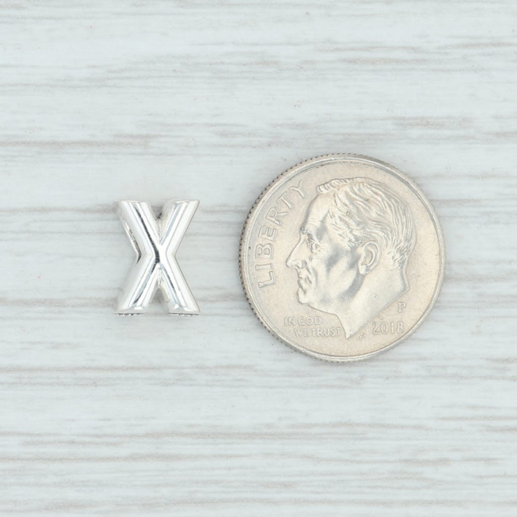 Light Gray New Authentic Pandora Letter X Charm 797478 Sterling Silver Pave "X" Bead