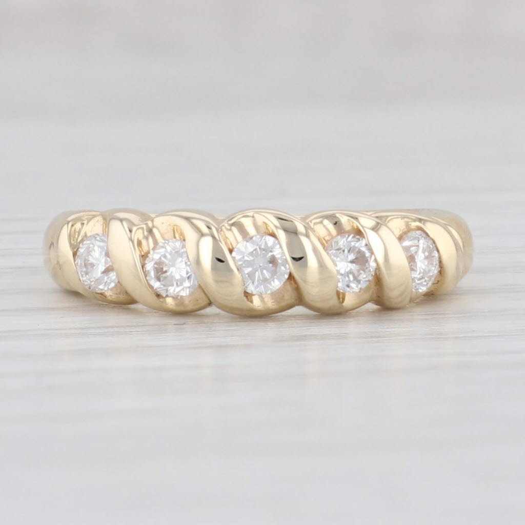 Light Gray 0.38ctw Diamond Stackable Ring 14k Yellow Gold Size 5.5 Wedding Anniversary Band