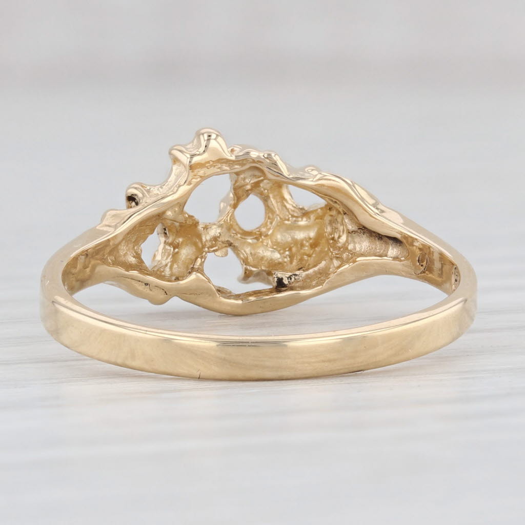 Light Gray Open Work Nugget Ring 18k Yellow Gold Size 9