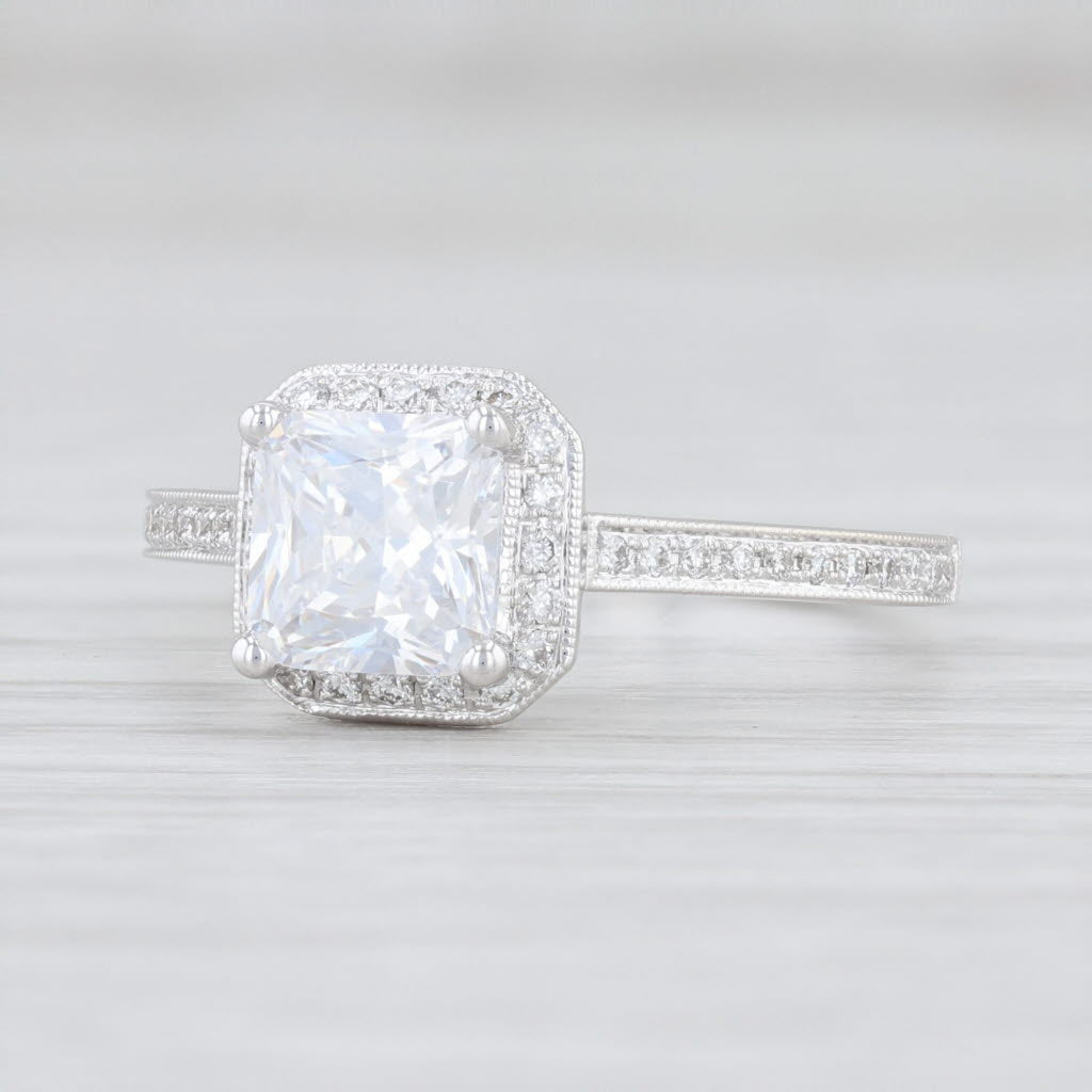 Light Gray New Beverley K Semi Mount Diamond Halo Engagement Ring 14k Gold Sz 6.5 Princess