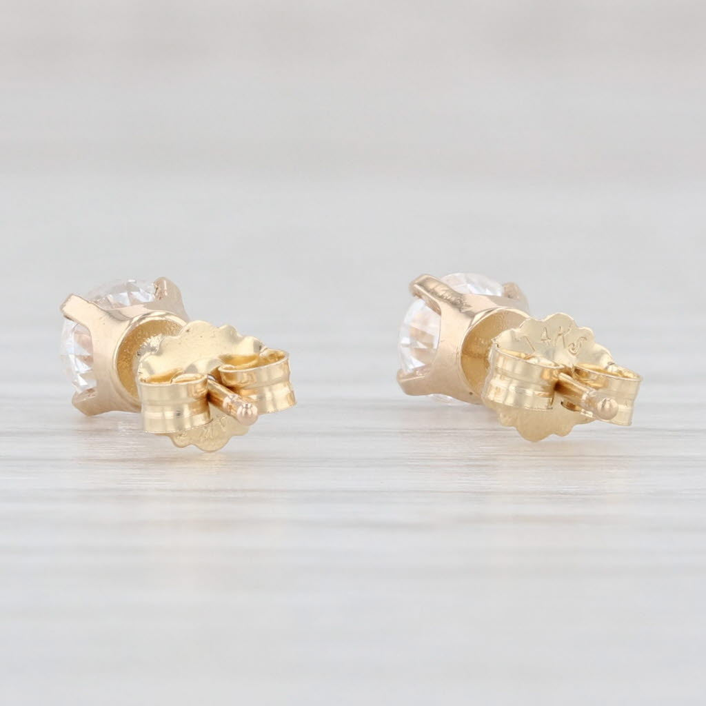 Light Gray New 0.70ctw Round Diamond Solitaire Stud Earrings 14k Gold April Birthstone