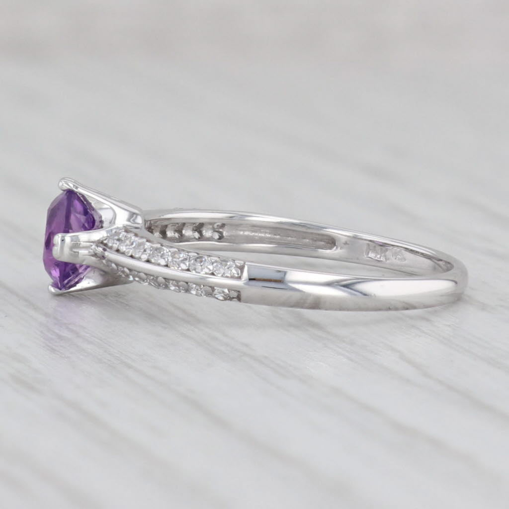 Light Gray 0.84ctw Amethyst Cubic Zirconia Ring 14k Gold Engagement February Birthstone