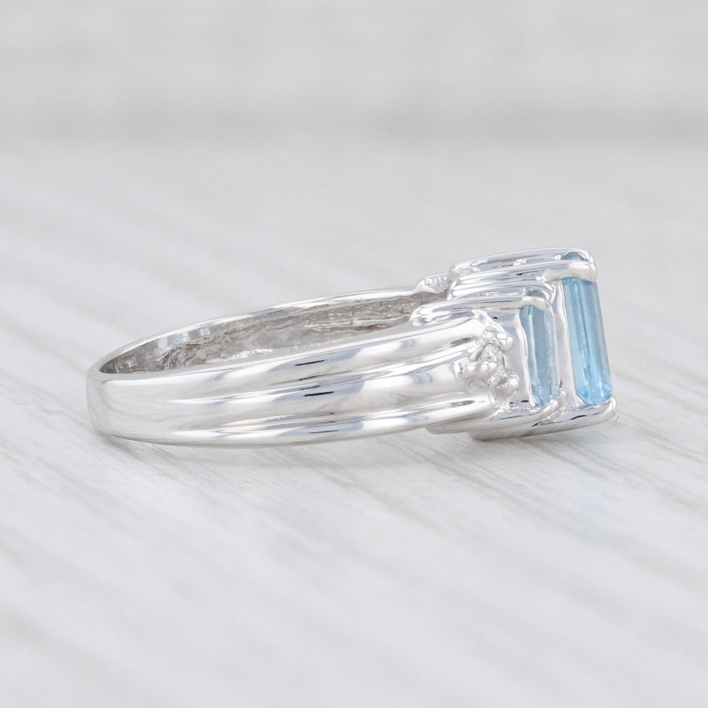 Light Gray New 1.38ctw Aquamarine Diamond Ring 14k White Gold Size 6.5 3-Stone March