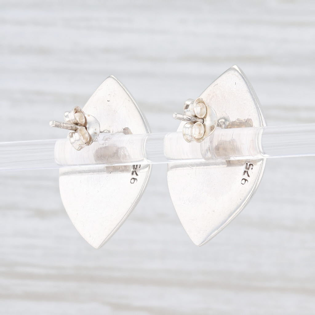 Light Gray New Mother of Pearl Stud Drop Earrings Sterling Silver 925 Pierced