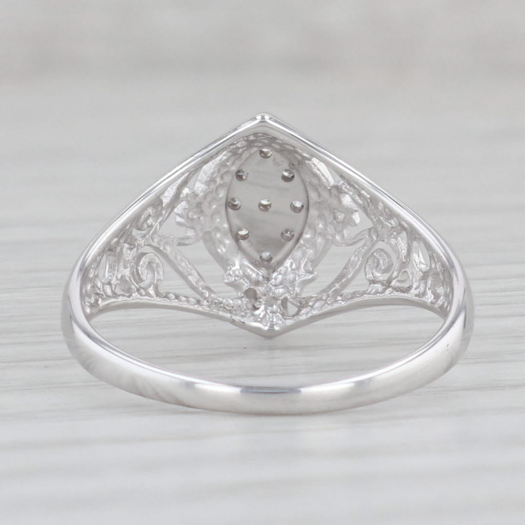 Gray Diamond Cluster Ring 10k White Gold Size 7 Openwork Hearts