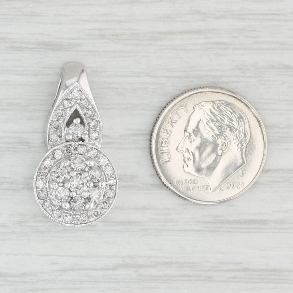 Light Gray 0.90ctw Diamond Cluster Pendant 10k White Gold Drop