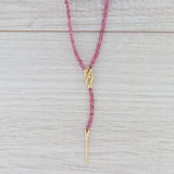 Light Gray Pink Tourmaline Bead Lariat Necklace 18k Gold 16.5" Designer Nordstrom
