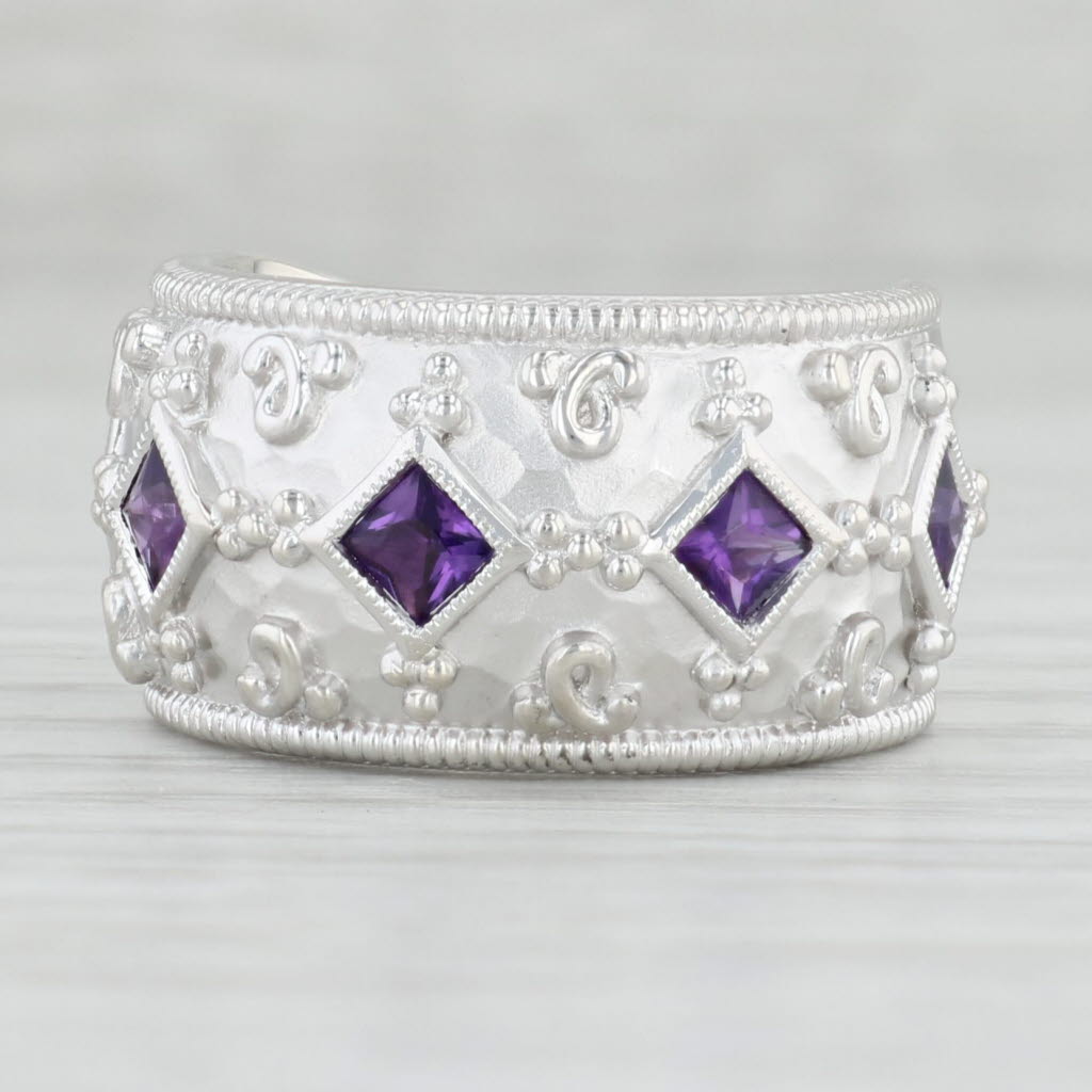 Light Gray Gabriel Co 0.75ctw Amethyst Statement Ring Hammered Sterling Silver Size 7