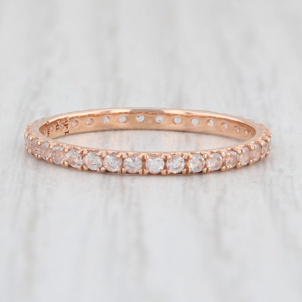 Light Gray New 0.60ctw White Labradorite Eternity Ring 14k Rose Gold Sz 6.75 Stackable Band