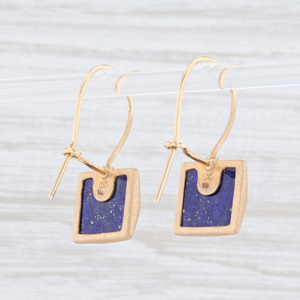 Light Gray New Nina Nguyen Blue Lapis Lazuli Drop Earrings 14k Yellow Gold Hook Posts