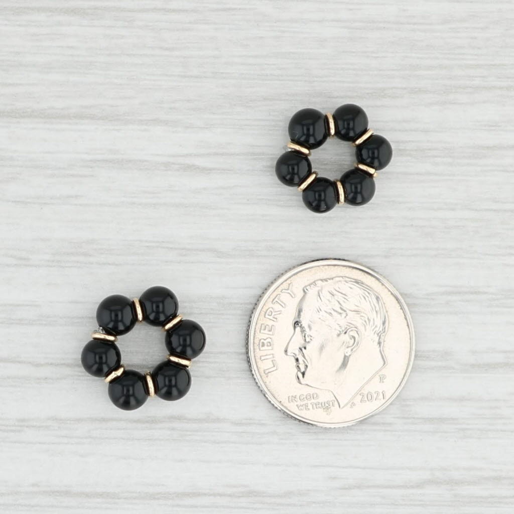 Light Gray Onyx Earring Enhancers Jackets 10k Yellow Gold for Stud Earrings