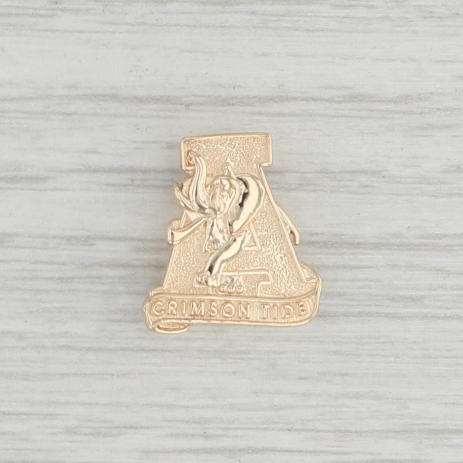 Light Gray University of Alabama Crimson Tide Slide Charm 14k Yellow Gold Letter "A" Logo
