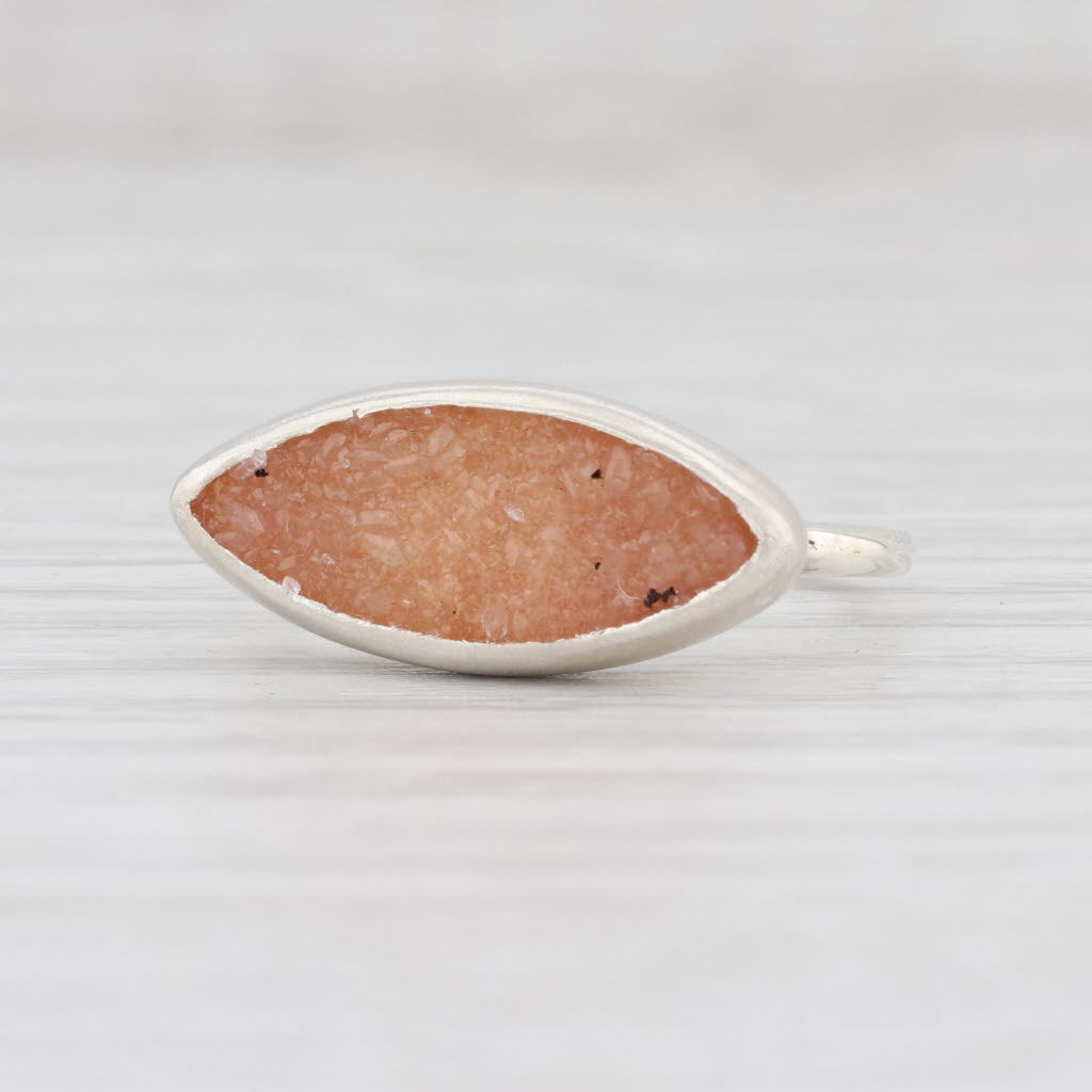 Light Gray New Nina Nguyen Ring Bronze Sand Druzy Quartz Sterling Silver Size 7.25
