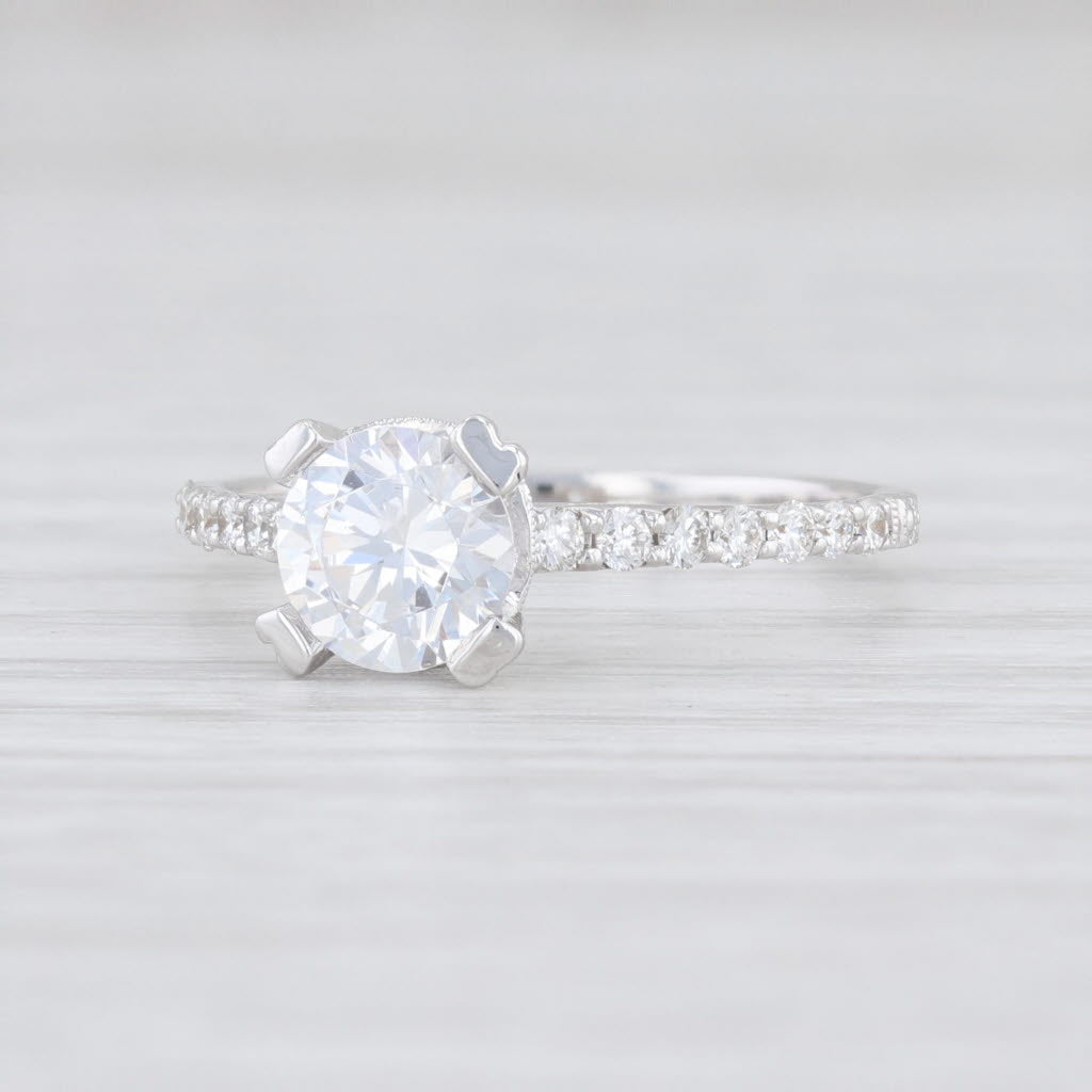 Light Gray New Beverley K Semi Mount Diamond Engagement Ring 18k White Gold Size 6 Round