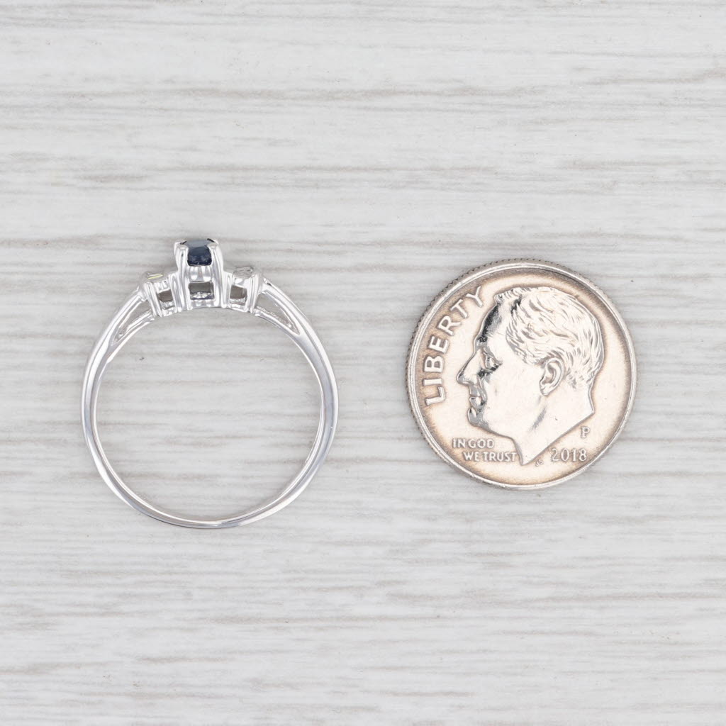 Light Gray 0.29ctw Blue Sapphire White Diamond Ring 14k White Gold Size 6 Oval Engagement
