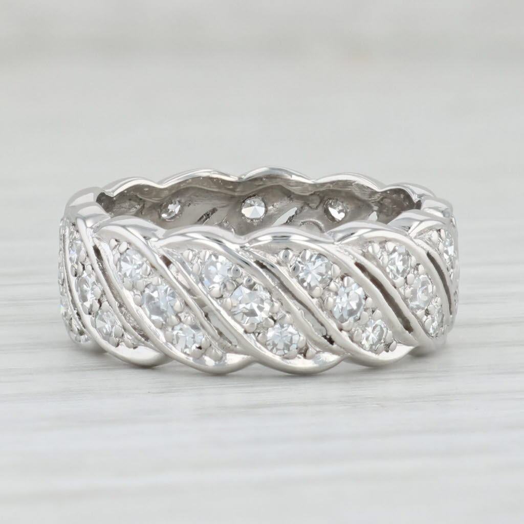 Light Gray Vintage 0.78ctw Diamond Eternity Ring Platinum Palladium Size 6