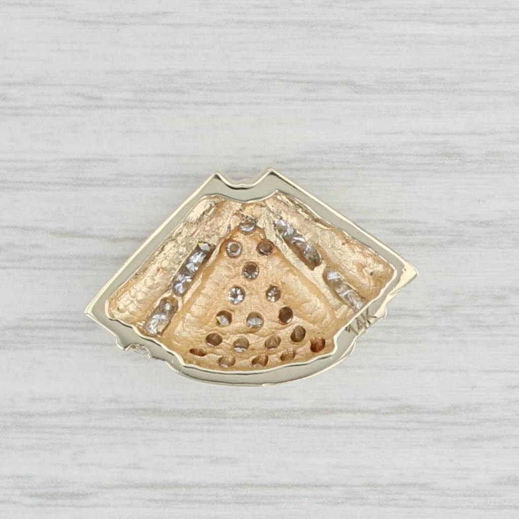 Light Gray 0.85ctw Diamond Fan Slide Pendant 14k Yellow Gold