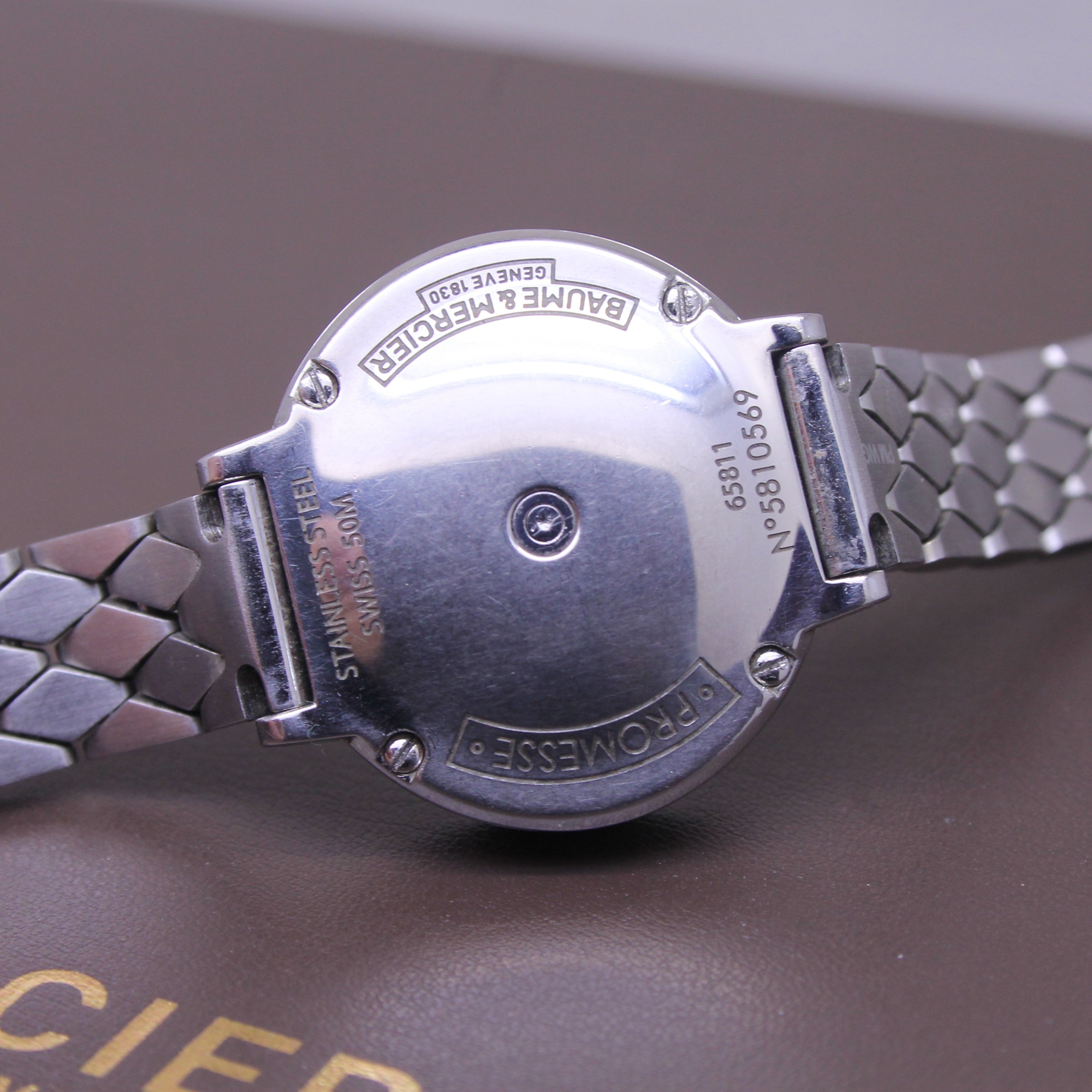 Dim Gray Baume Mercier Ladies Steel Double Bracelet Petit Promesse Diamond MOP Watch Box