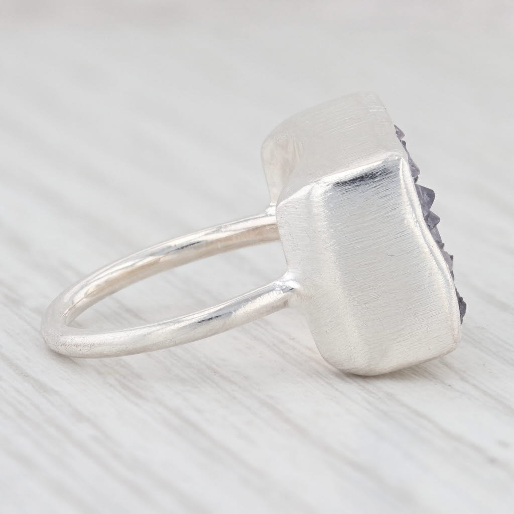 Light Gray New Nina Nguyen Amethyst Druzy Statement Ring Sterling Silver Size 7