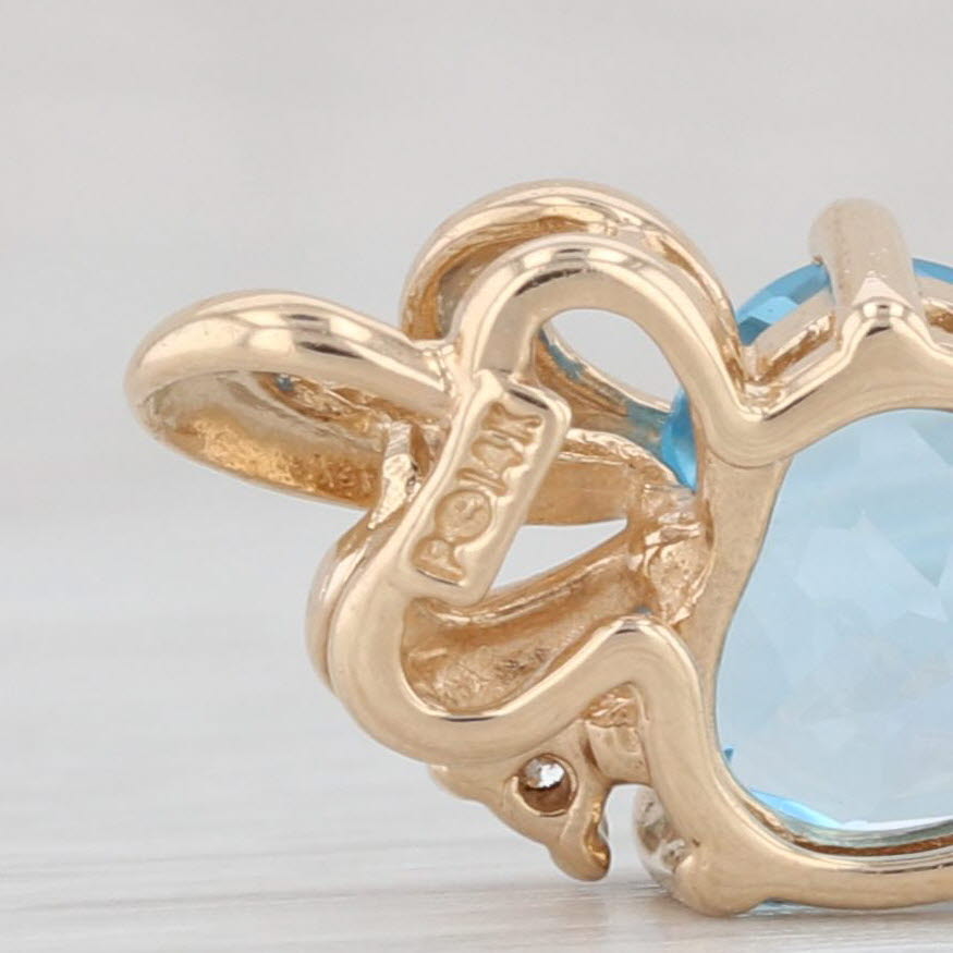 Light Gray 2.33ctw Blue Topaz Heart Pendant 14k Yellow Gold Diamond Accent