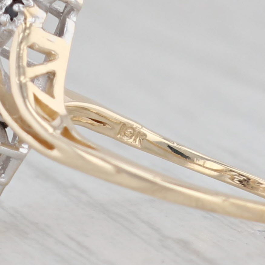 Light Gray 0.24ctw Blue Sapphire Diamond Bypass Ring 10k Yellow Gold Size 7 Cluster