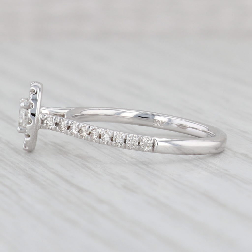 Light Gray New 0.50ctw Oval Diamond Halo Engagement Ring 14k White Gold Size 7.25