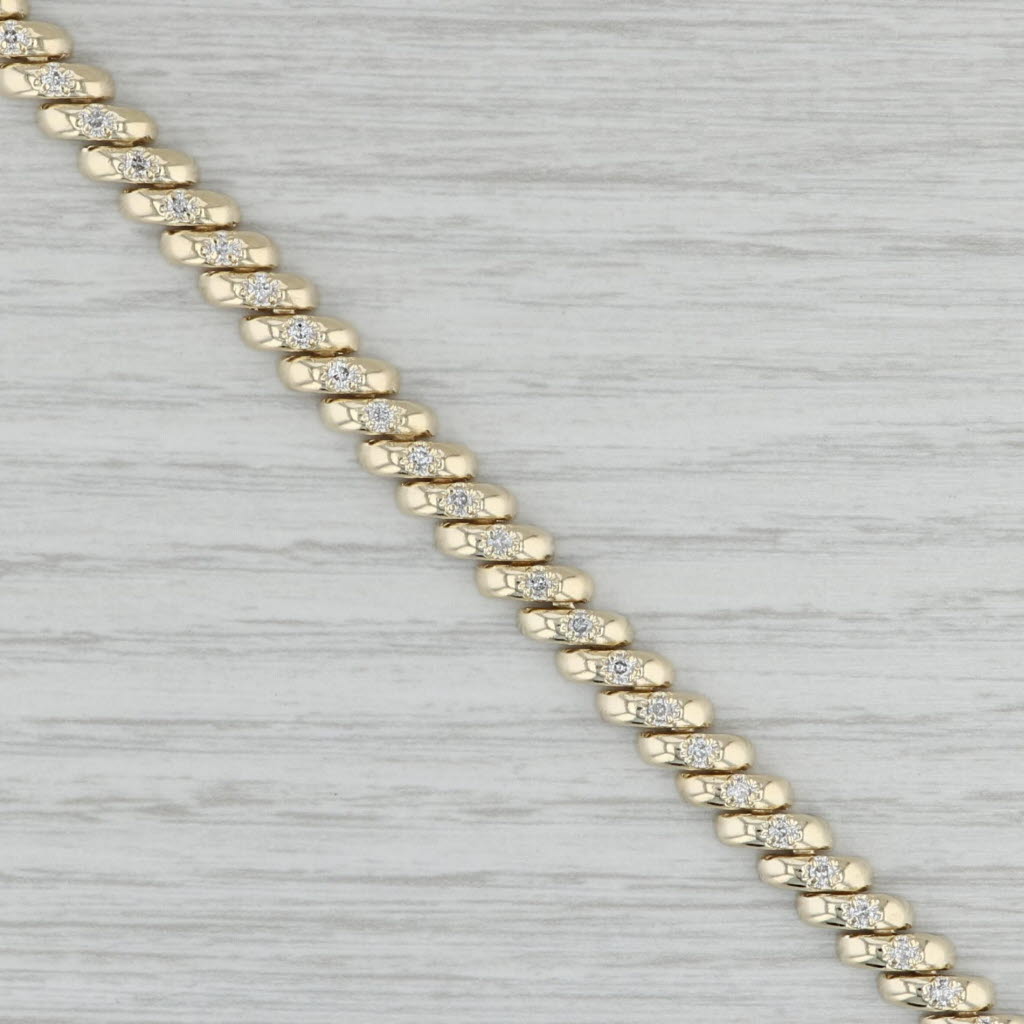 Gray 1ctw Diamond San Marco Chain Bracelet 14k Yellow Gold 7.25" 6.3mm