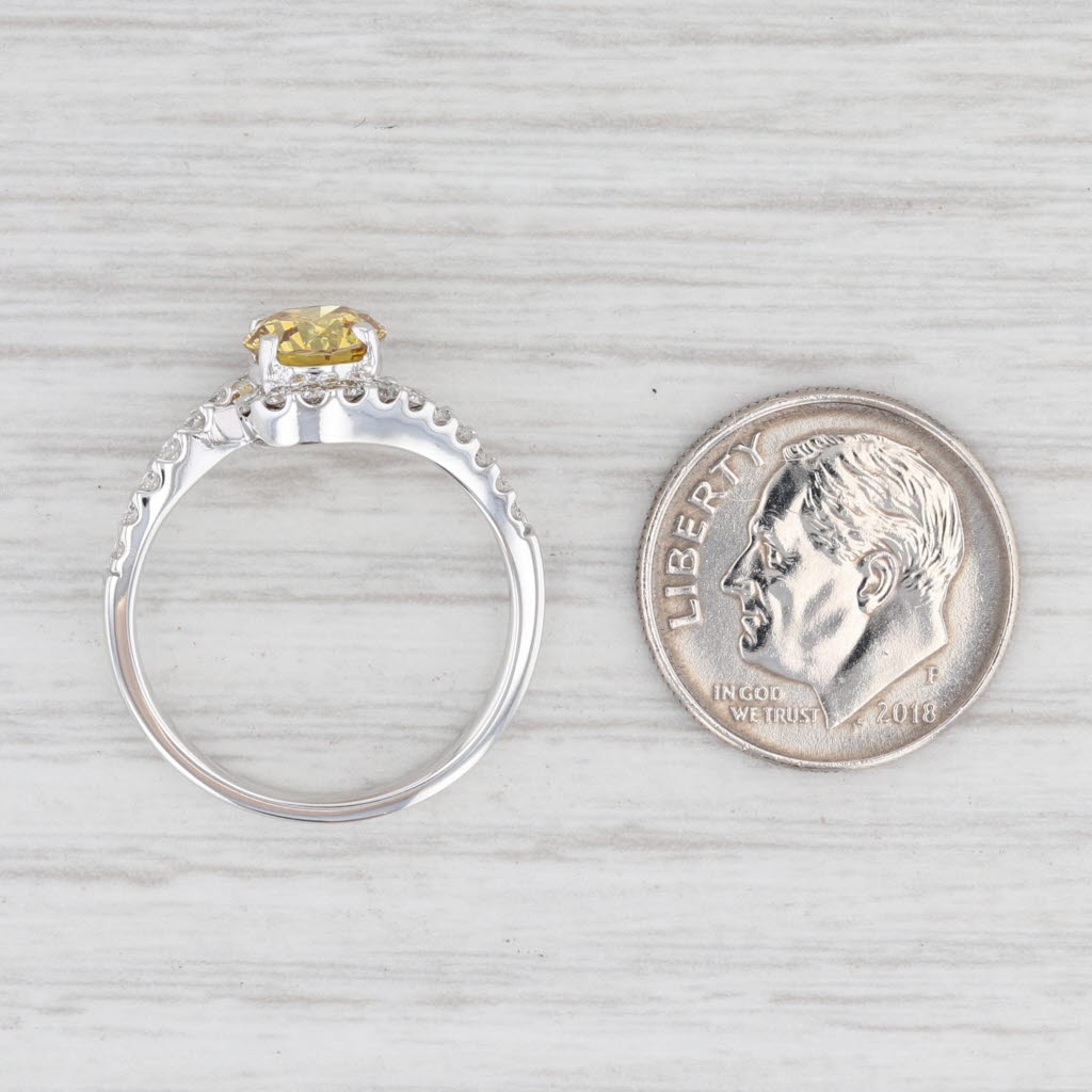 Light Gray New GIA 1.41ctw Yellow Diamond Ring 18k White Gold Size 6.75 Bypass Solitaire