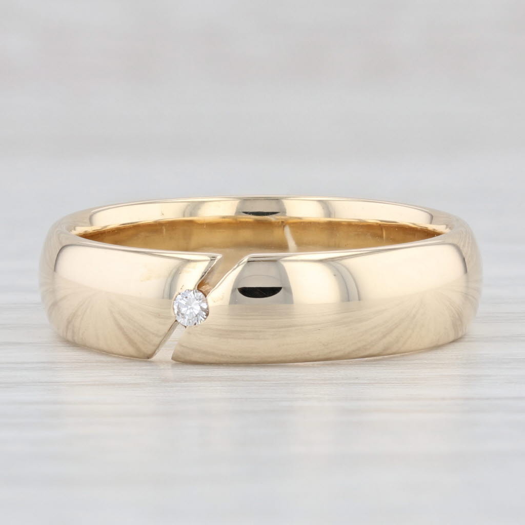 Light Gray Diamond Accented Men's Wedding Band 14k Yellow Gold Size 10 Ring