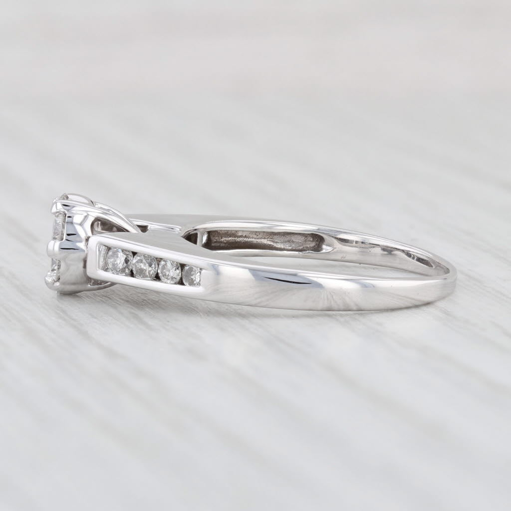 Light Gray 0.74ctw Diamond Cluster Engagement Ring 14k White Gold Size 8