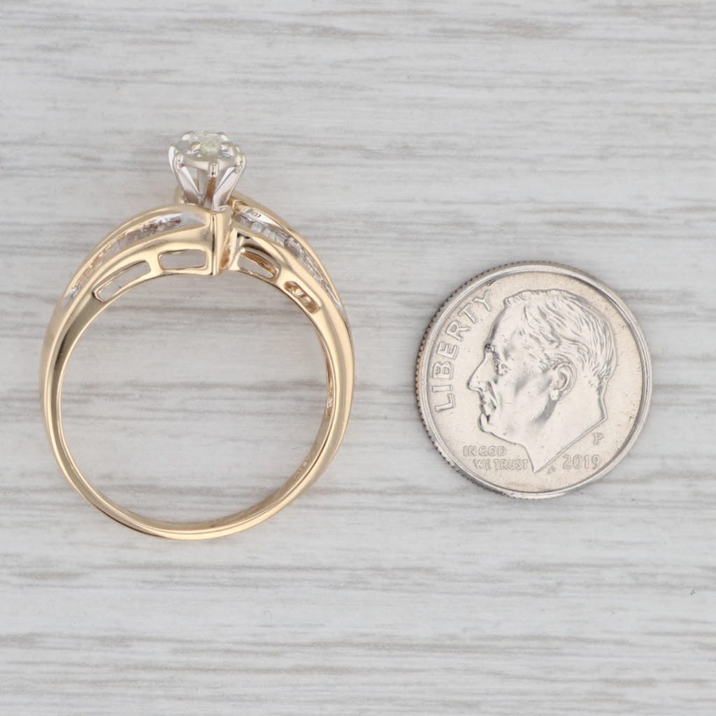 Gray 0.86ctw Marquise Diamond Engagement Ring 14k Yellow Gold Size 10.5