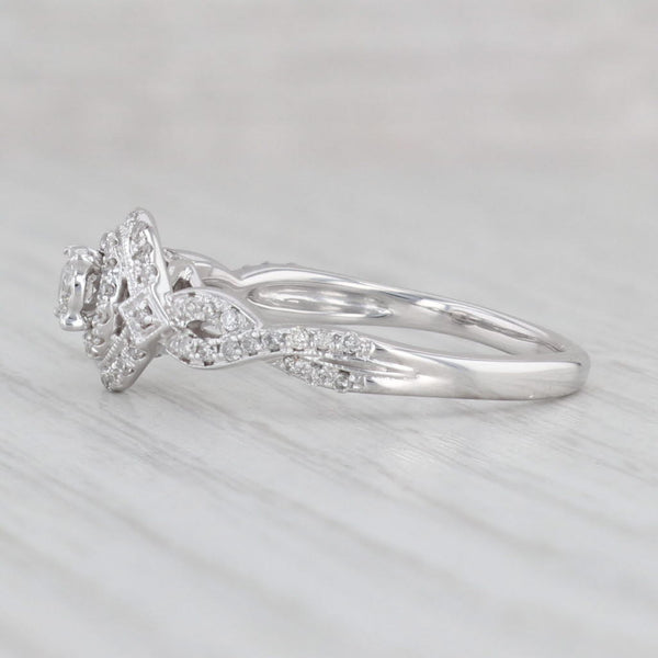 Light Gray 0.25ctw Round Diamond Halo Engagement Ring 14k White Gold Size 7.5