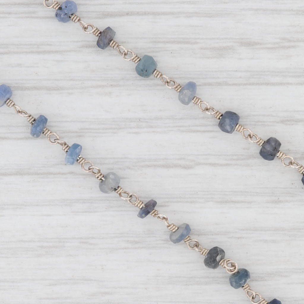 Light Gray New Nina Nguyen Druzy Quartz Sapphire Bead Necklace Sterling Silver 17-19"