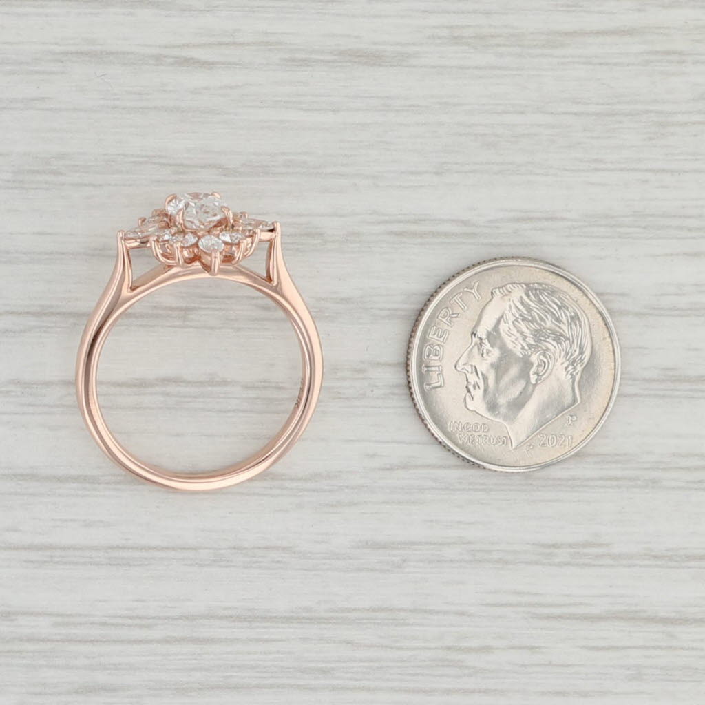 Light Gray 1ct VVS2 Lab Created Diamond Halo Engagement Ring 14k Rose Gold 1.54ctw 6.75 IGI