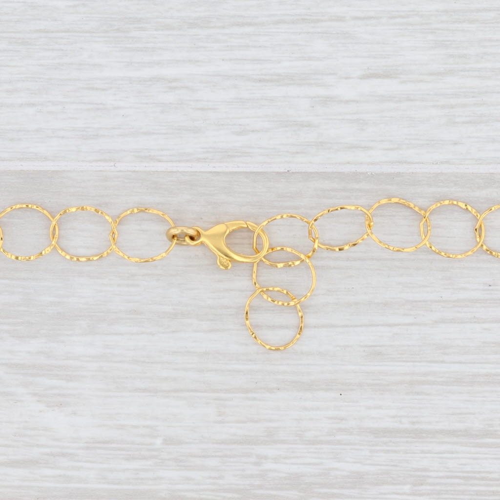 Light Gray New Nina Nguyen Druzy Quartz Agate Pendant Necklace 20" Sterling Silver 22k Gold