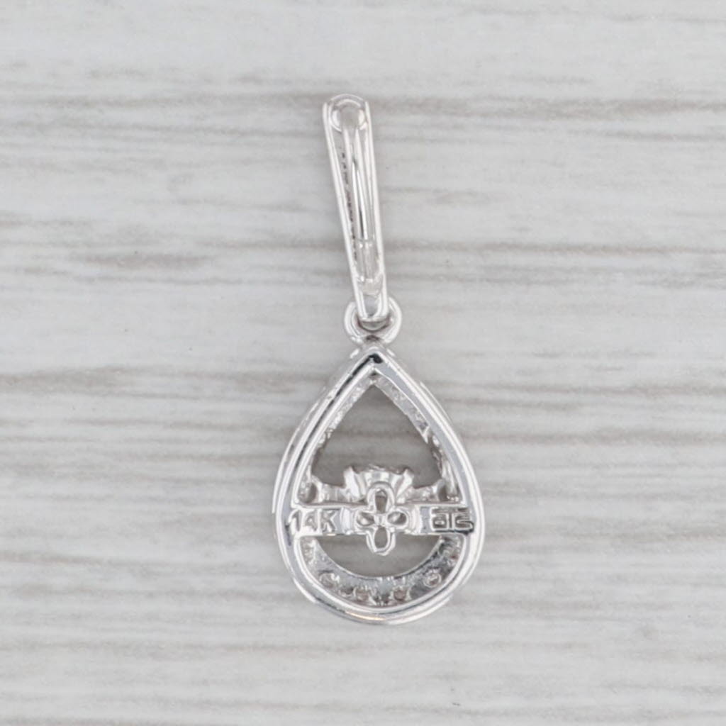 Gray 0.18ctw Moving Diamond Teardrop Pendant 14k White Gold
