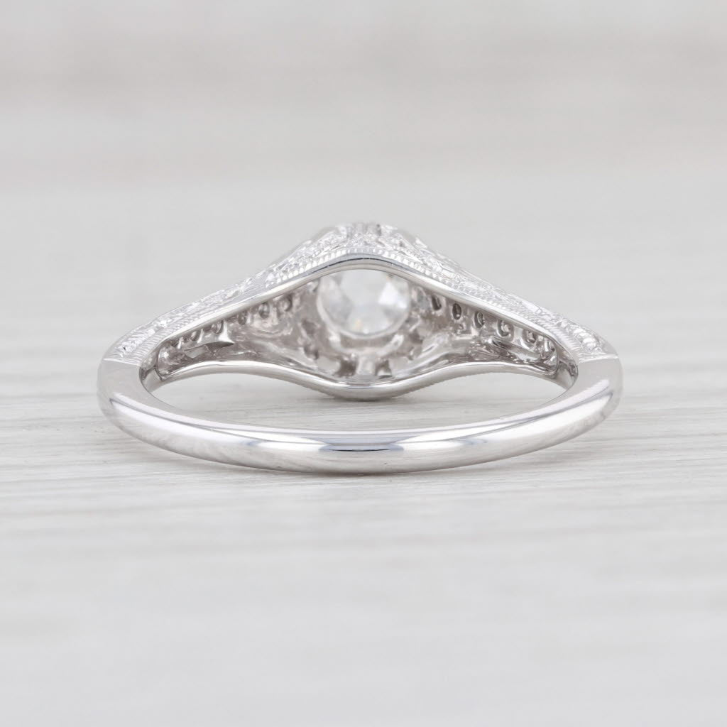Light Gray New Floral Filigree Diamond Engagement Ring 14k Gold SZ 6.75 Solitaire Rose Cut
