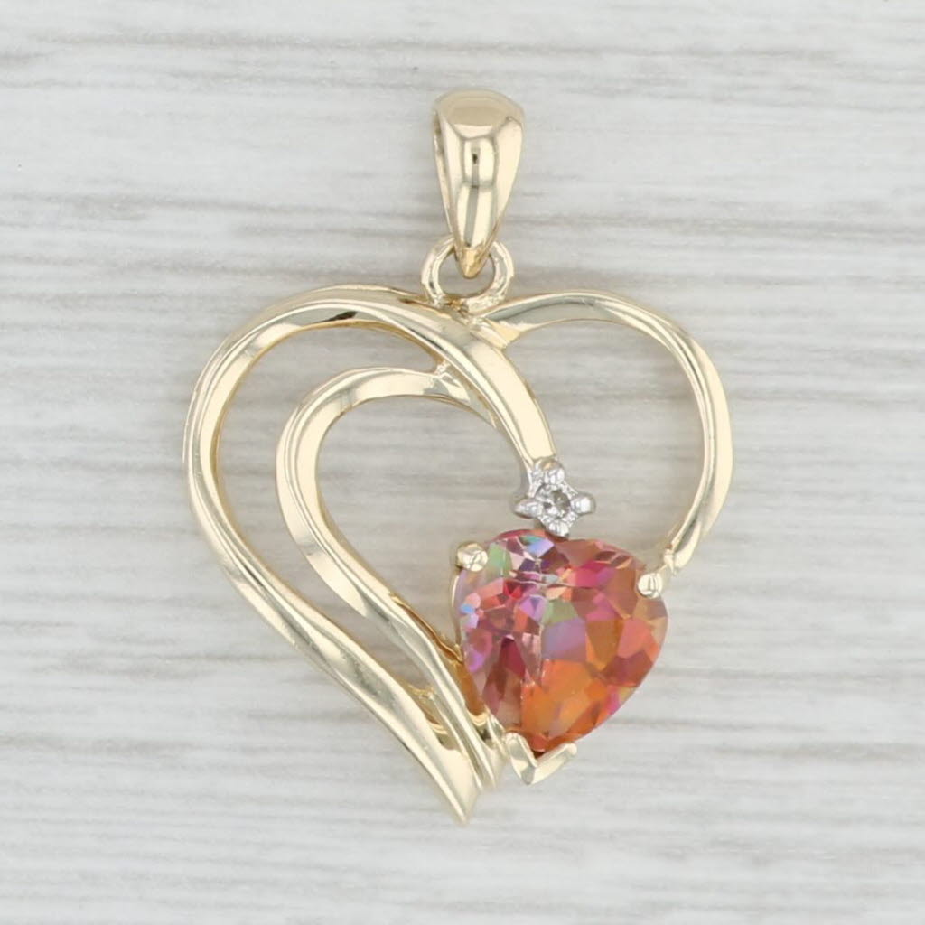 1.50ct Orange Mystic Topaz Heart store Pendant 10k Yellow Gold Diamond Accent