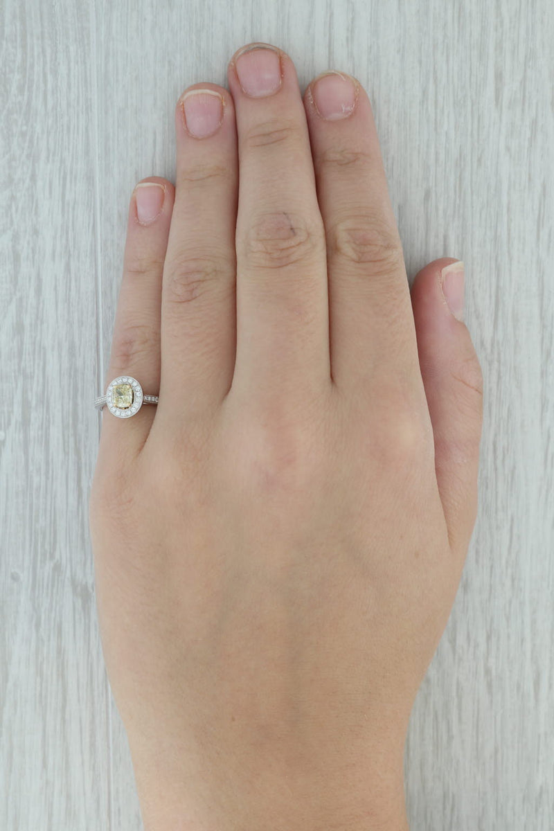 Dark Gray 0.98ctw Yellow White Diamond Halo Engagement Ring 18k White Yellow Gold Size 6.5