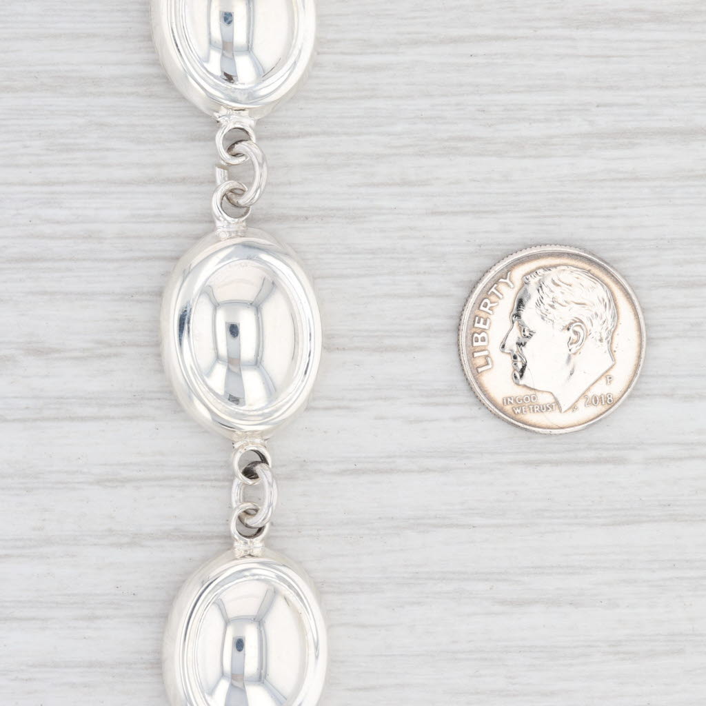 Light Gray New Oval Link Bracelet Sterling Silver Statement 8.25" 16.3mm Toggle Clasp