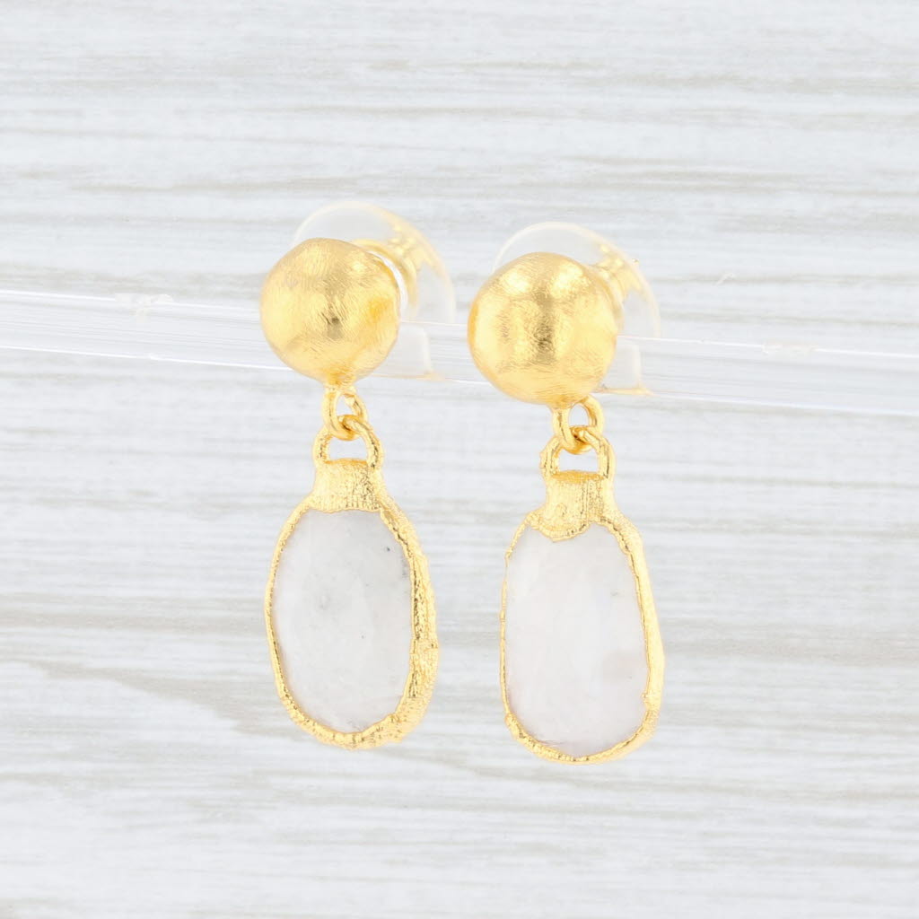 Lavender New Nina Nguyen White Moonstone Dangle Earrings Sterling Gold Vermeil Drops