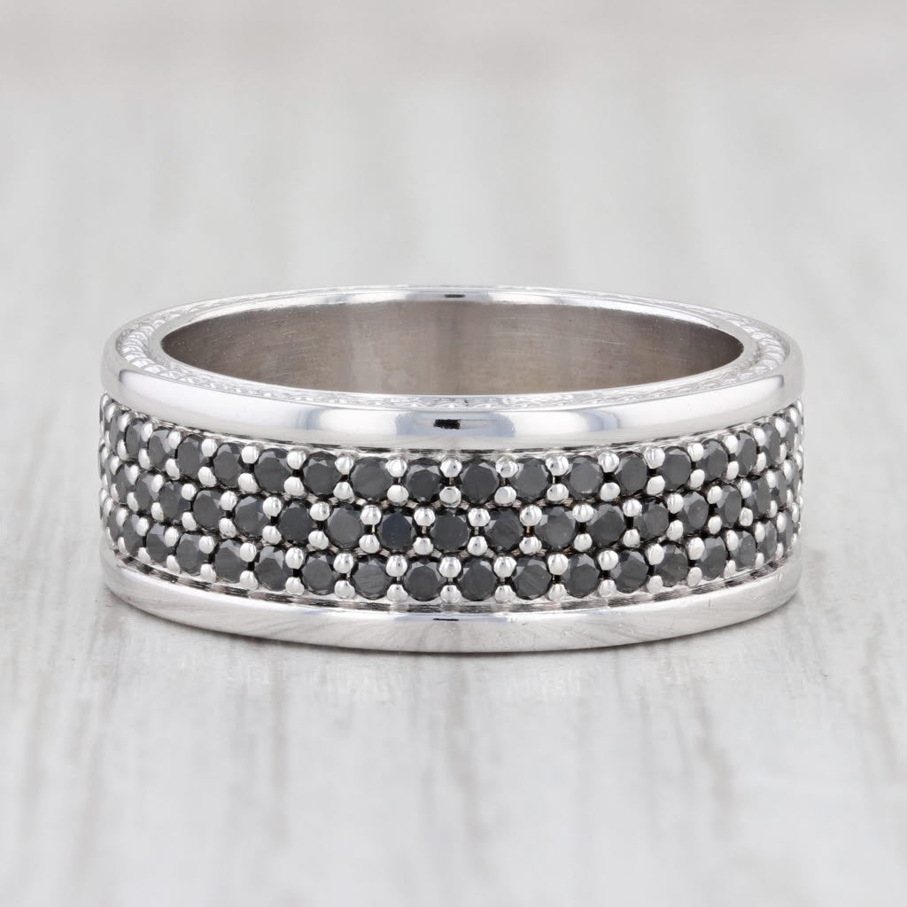 Light Gray 1.25ctw Black Diamond Ring 10k White Gold Size 9.75 Stackable Wedding Band