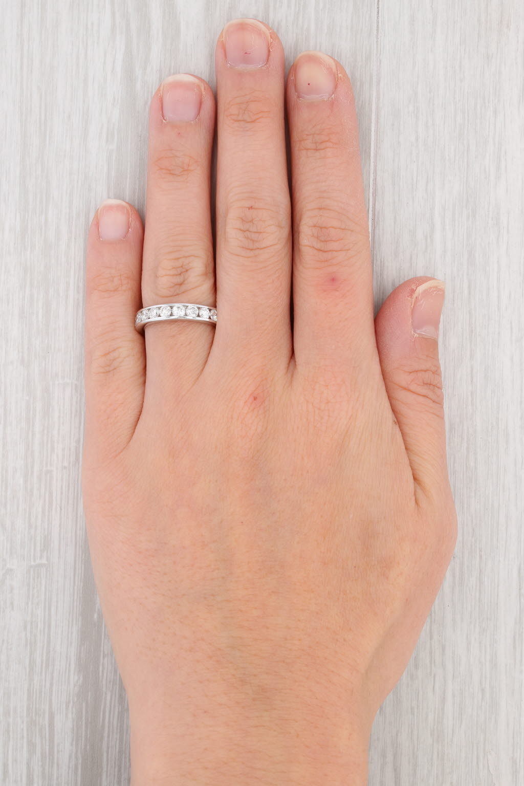 Gray 1ctw Diamond Wedding Band 14k White Gold Size 5 Ring IGI Card