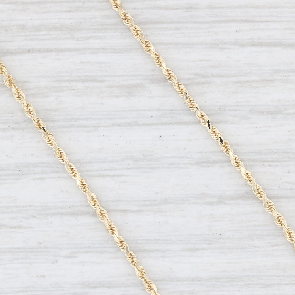 Light Gray 0.42ct Diamond Heart Pendant Necklace 14k Yellow Gold Rope Chain 15.75”