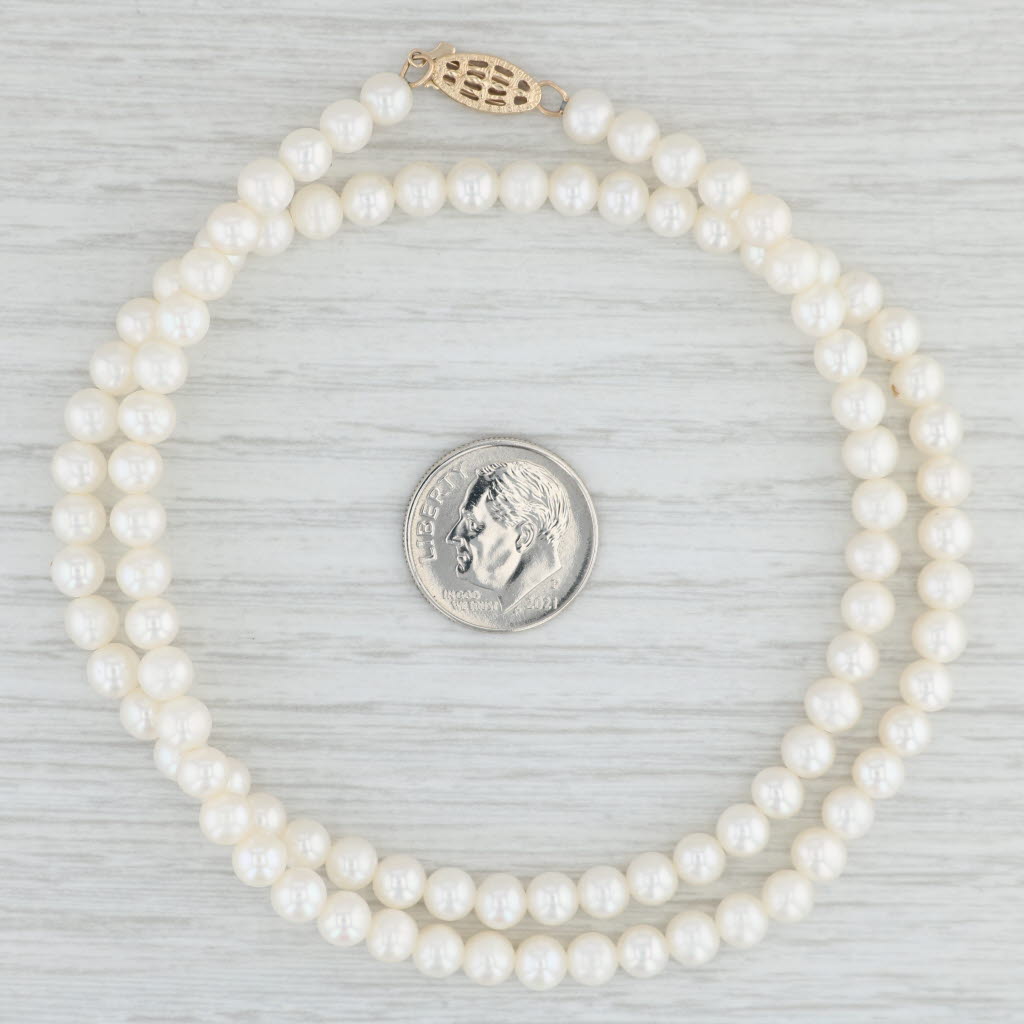 Light Gray Cultured Pearl Strand Necklace 14k Gold 18" 5mm