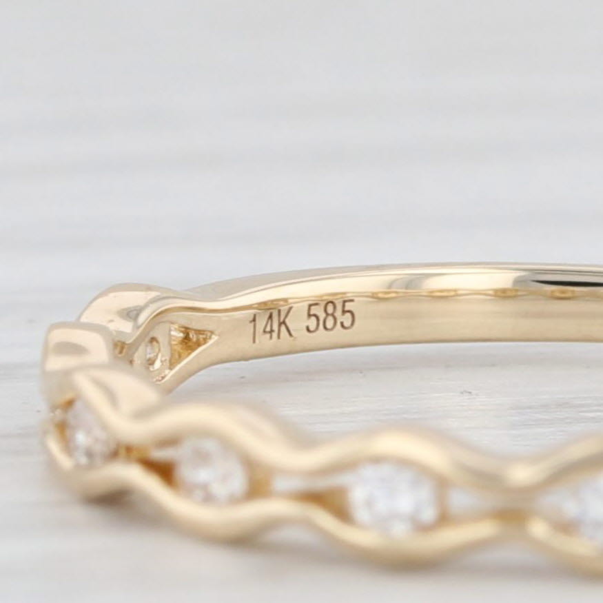 Light Gray New 0.19ctw Diamond Wedding Band 14k Yellow Gold Size 6.5 Stackable Ring
