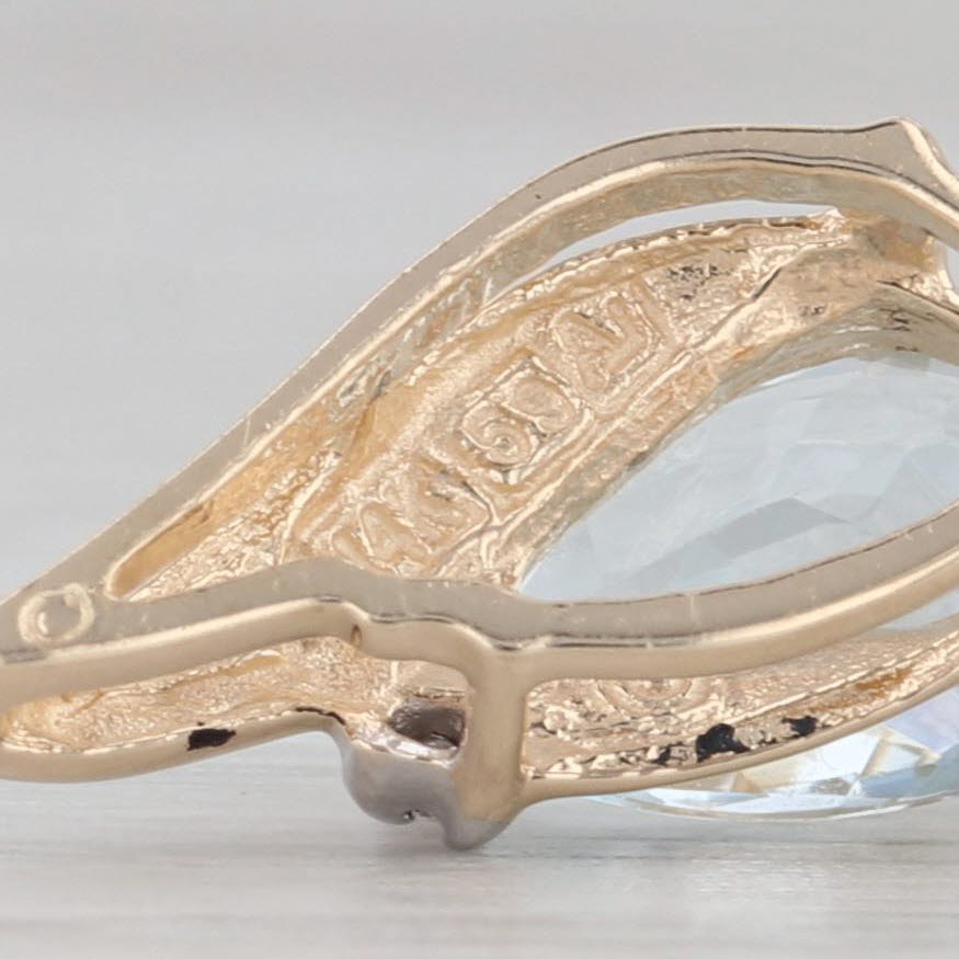 Gray 1.25ct Pear Aquamarine Pendant 14k Yellow Gold Teardrop Diamond Accent